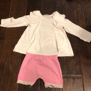 Girls ruffle shirt and nylon bloomers